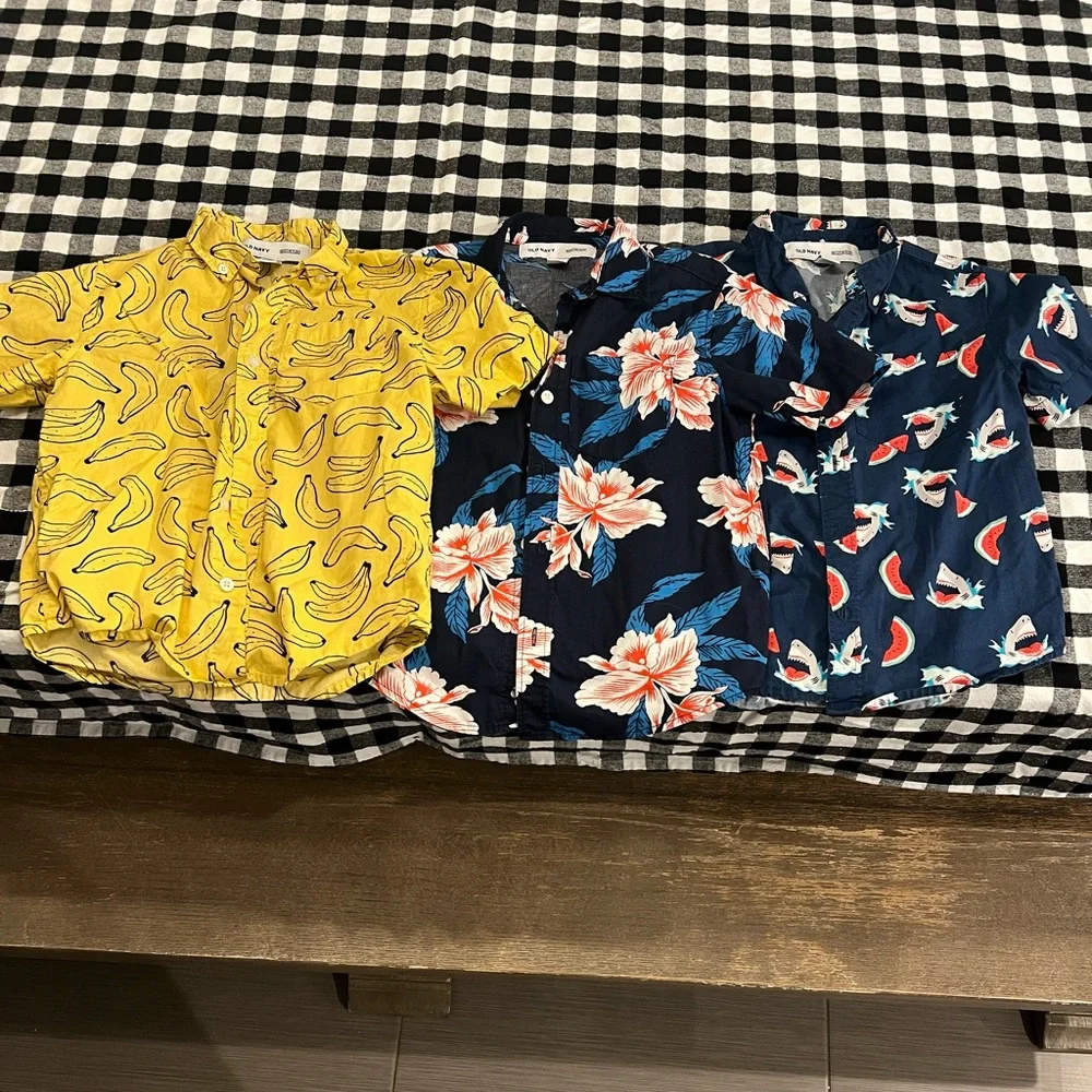 Boys Hawaiian Shirt Bundle Size 5/6 Small Tropical Summer Vacation Lot of 5